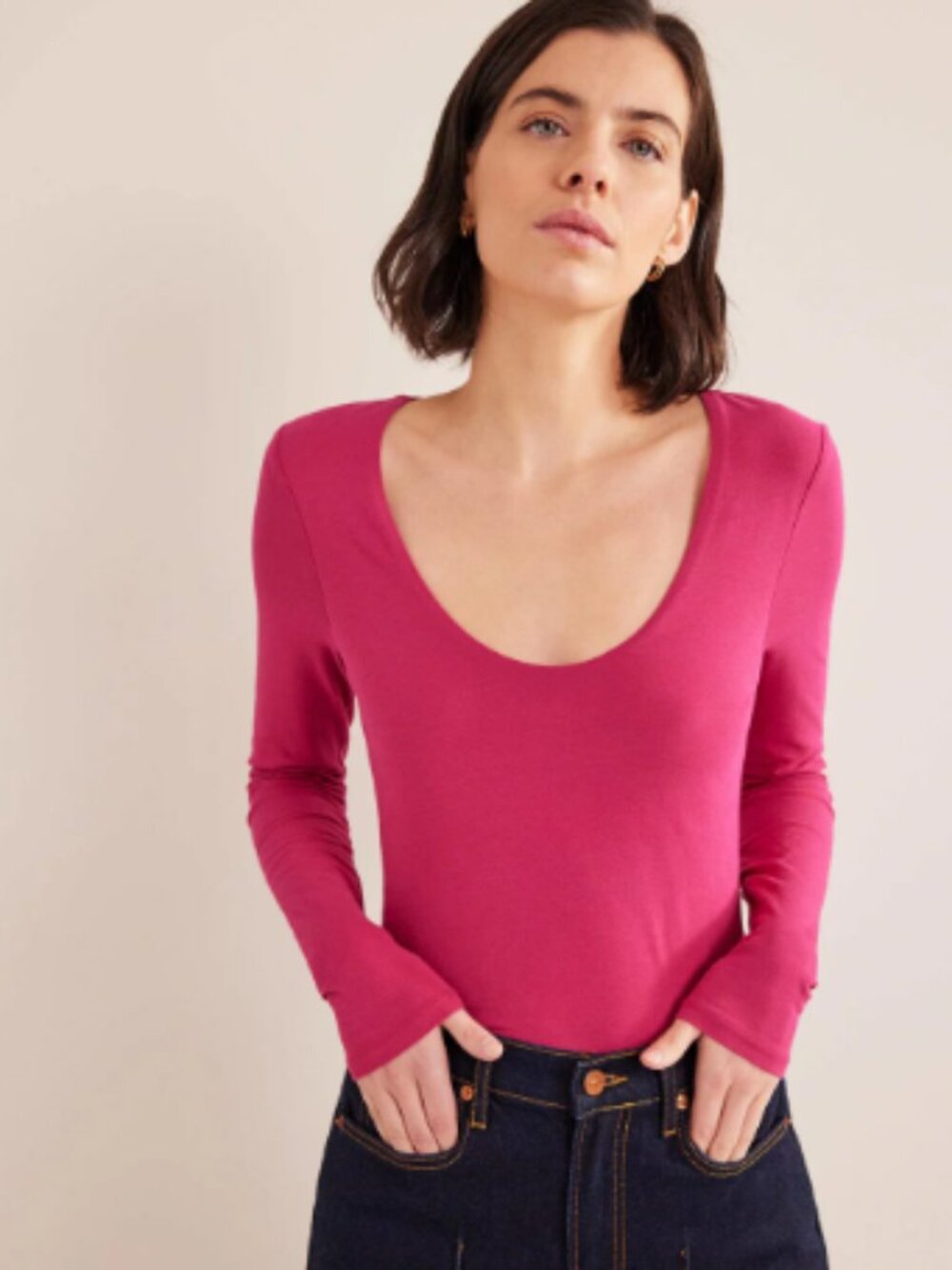NWT Boden Double layer scoop neck top